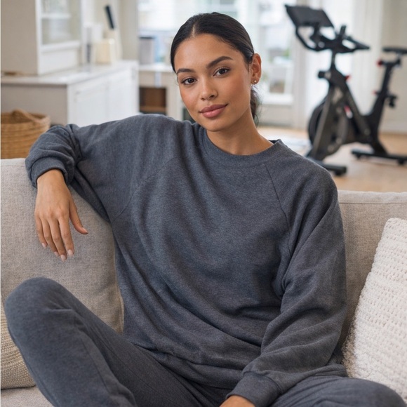 Norma Kamali Tops - Norma Kamali Oversized Crewneck Long Sleeve Gray Lounge Tunic Cotton Sweatshirt